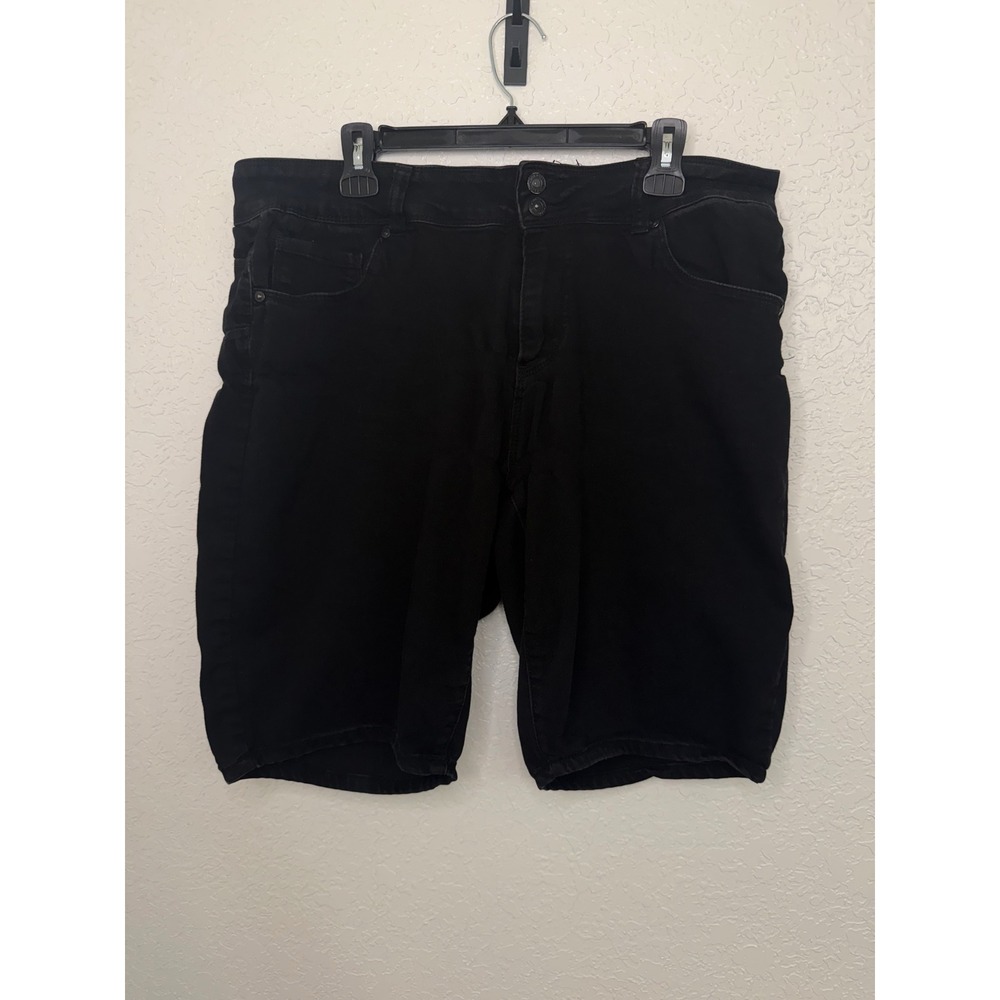 Sandpiper Womens Plus Size 22 Black Denim Extra Stretch Bermuda Jean